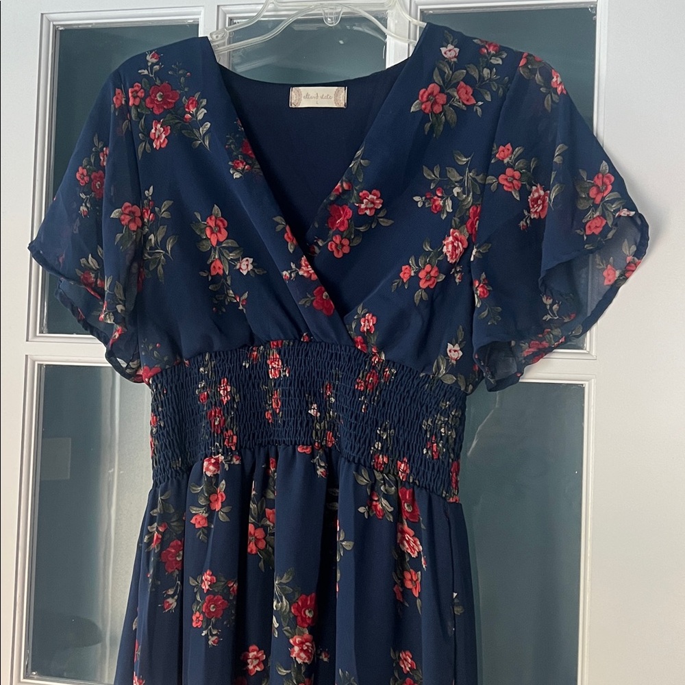 Long dark blue altar’d state dress with floral print size large - Picture 5 of 5